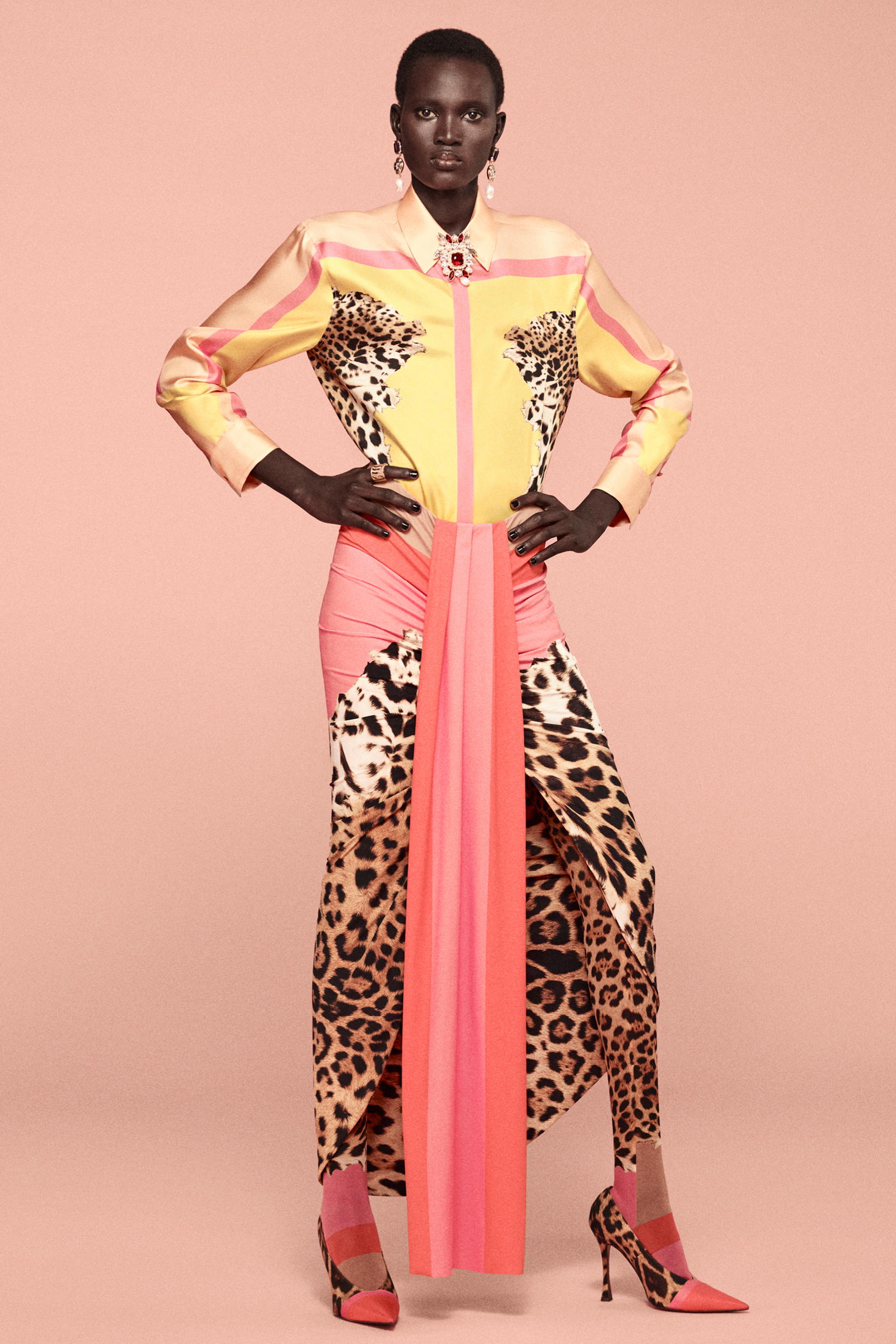 Silk Shirt with Cavalli Pop Print in YELLOW for Women | Roberto