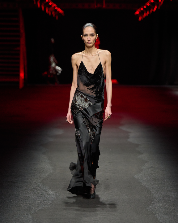 Long Black Dress With Marine Print in Black for Women | Roberto