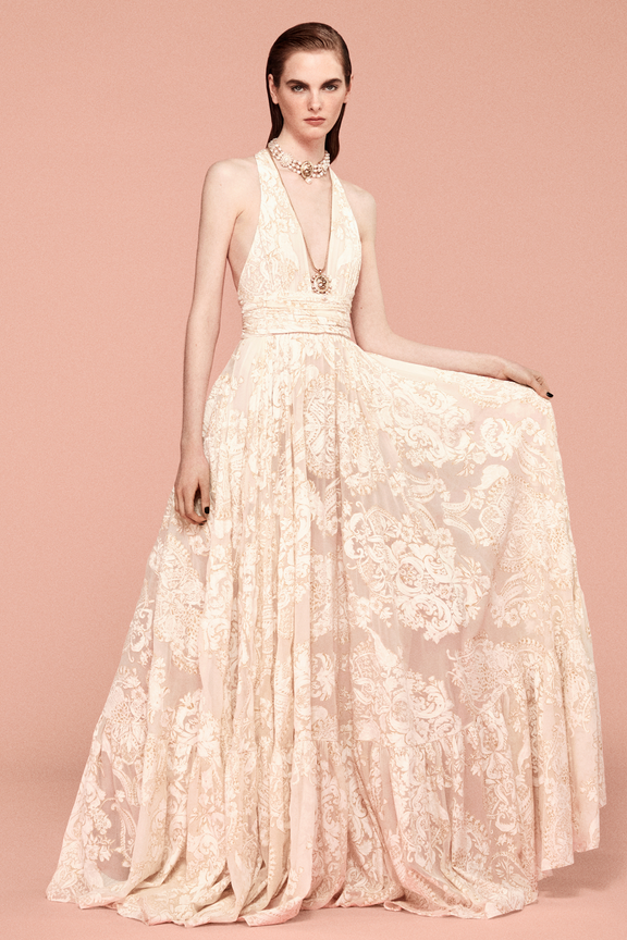 roberto cavalli white lace dress Long Dress with Ornamental Motif White in WHITE for Women