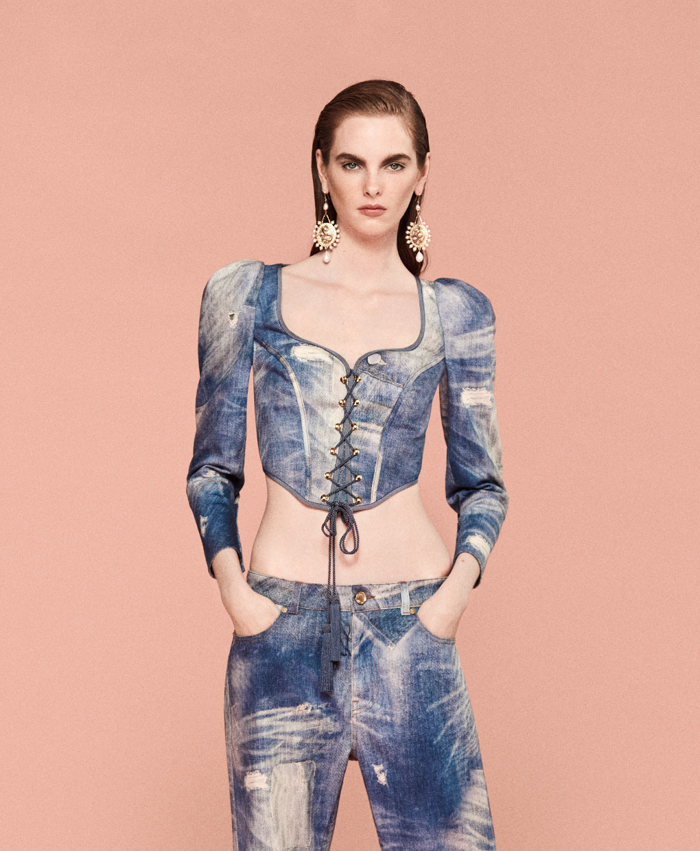 Roberto Cavalli チュニック 五分袖 ターコイズ Kimono Plumage print in Fuchsia for Women | Roberto Cavalli®